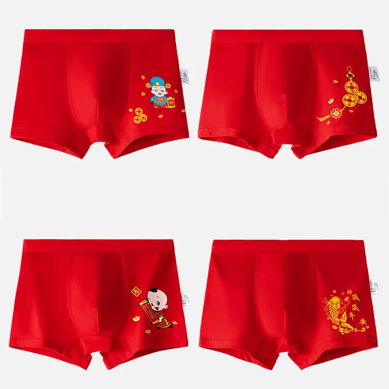 Красный трусы для мальчиков нижнее бельё трусы-боксеры Рождественский подарок
