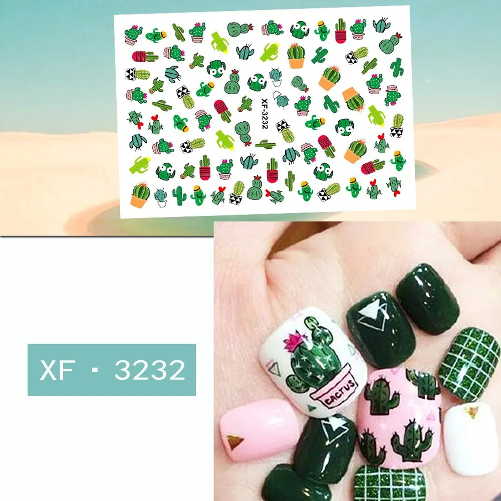 1 лист милый 3D цветок авокадо кактус наклейки для ногтей самоклеющиеся сделай сам