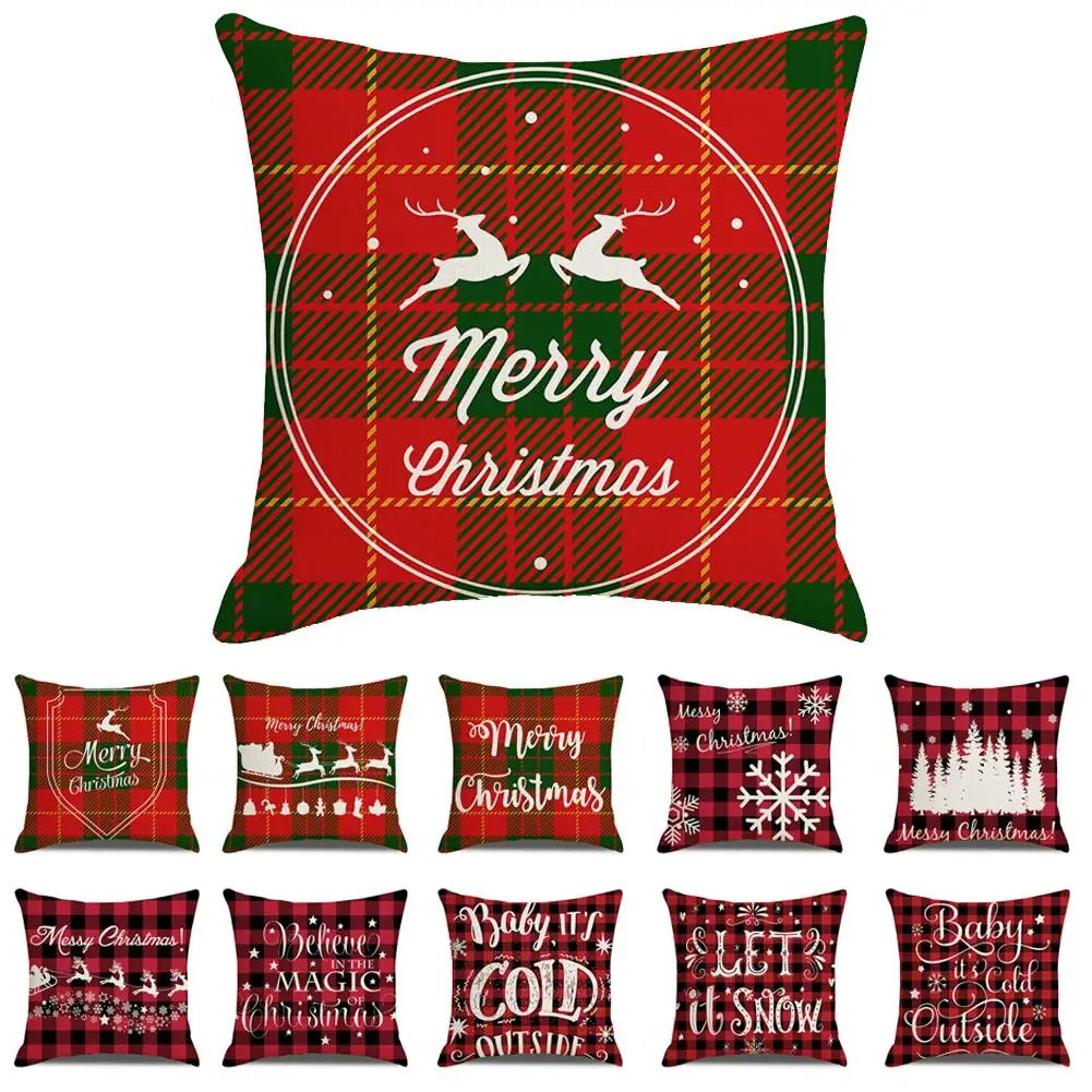 

Рождественская наволочка 45*45 Красная рождественская наволочка из полиэстера декоративные подушки диван декоративная наволочка для подушк...