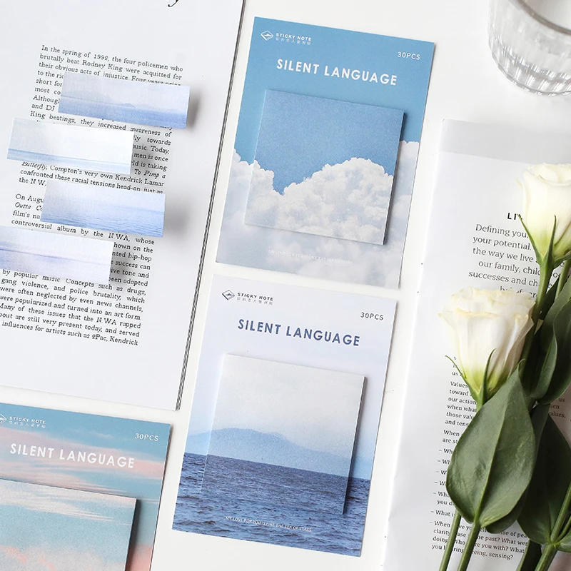 4 шт. Творческий характер небо силуэт бумаги для заметок на клейкой основе