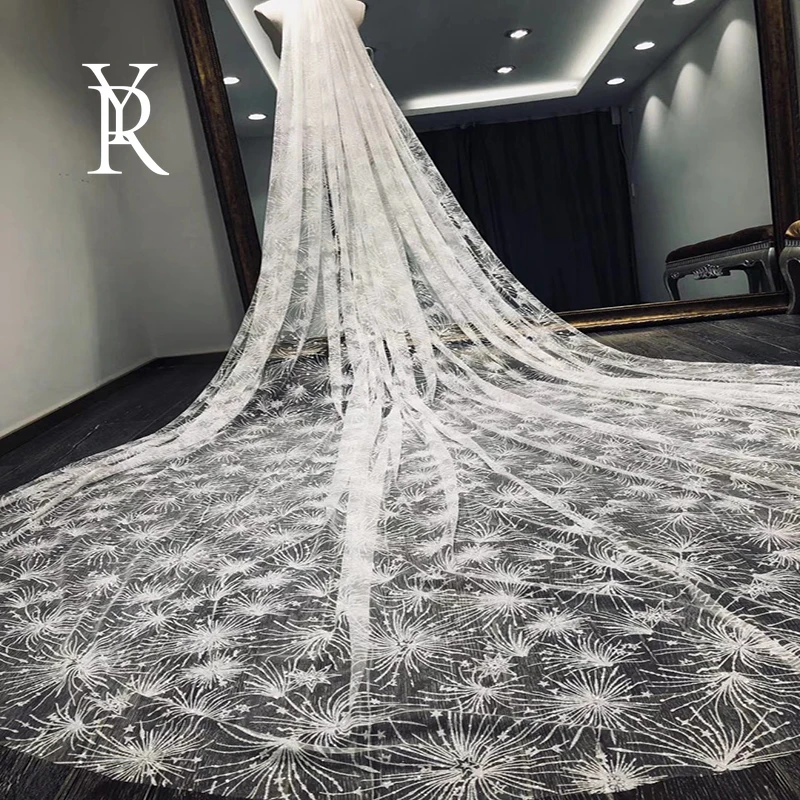 

YILIBER 3 meters single layer veil sky full of stars retro luxury wedding accessories bridal veil tail veil
