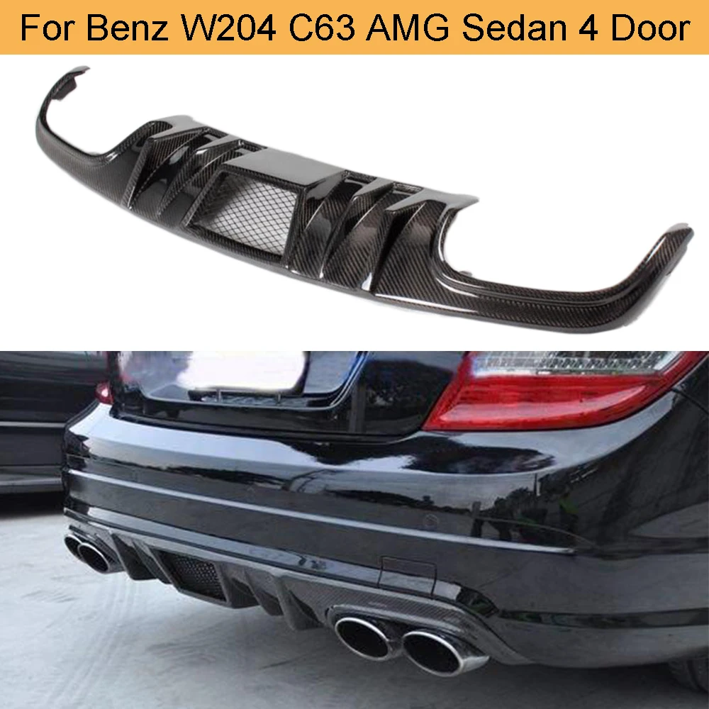 C Класс углеродного волокна задний бампер диффузор спойлер для Mercedes Benz W204 C63 AMG Седан 4 двери 2008-2011 задний диффузор губ