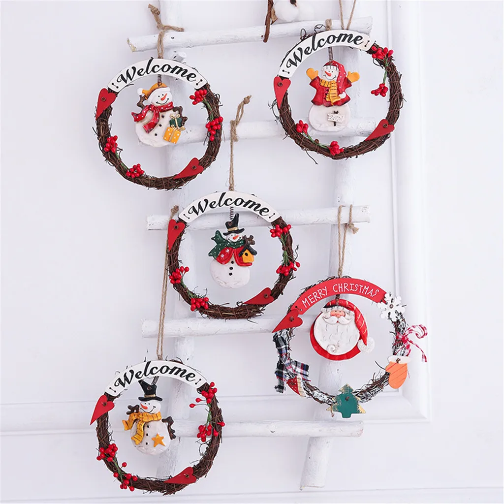 Рождественская Кукла вечерние поставки венок декоративный снеговик кулон