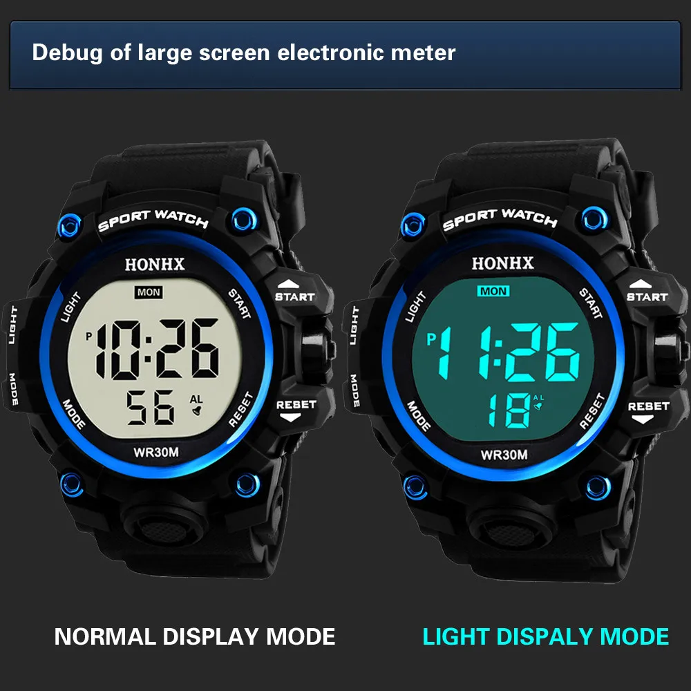 Роскошные Для мужчин цифровые часы военный спортивный стиль светодиодный