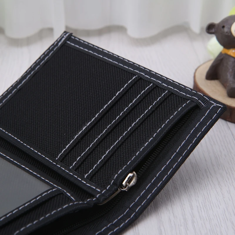 Мужской холщовый кошелек короткий дизайн карман на молнии для монет кредитных