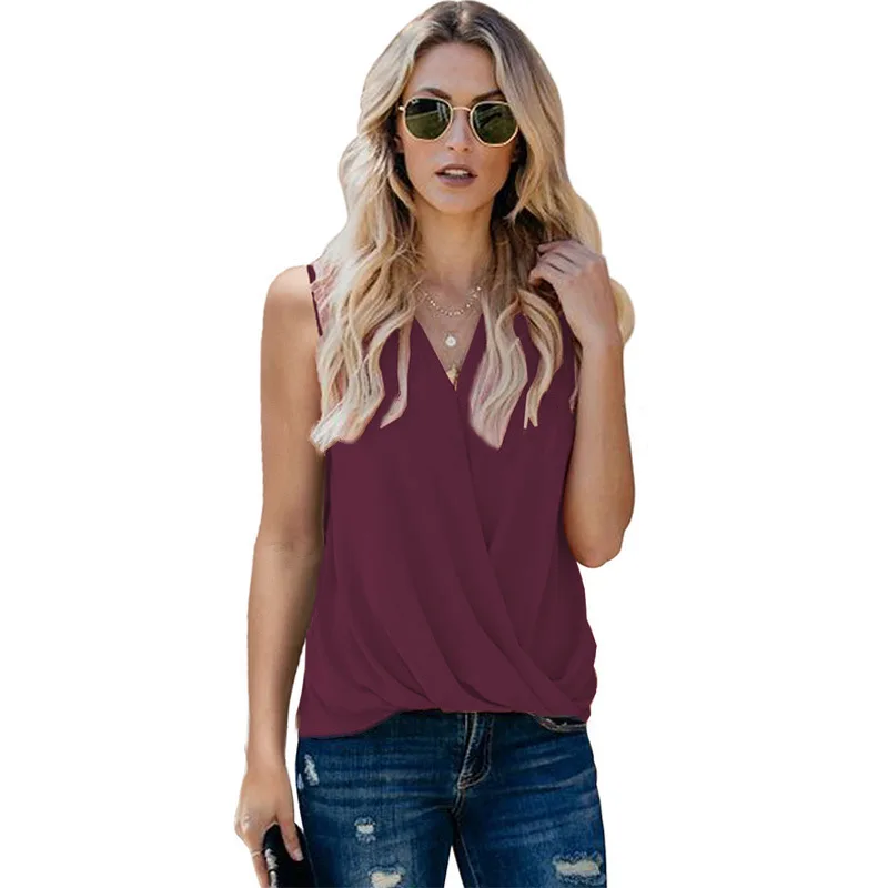

2021 vest women's summer strap new solid color v neck bottom lady small vest