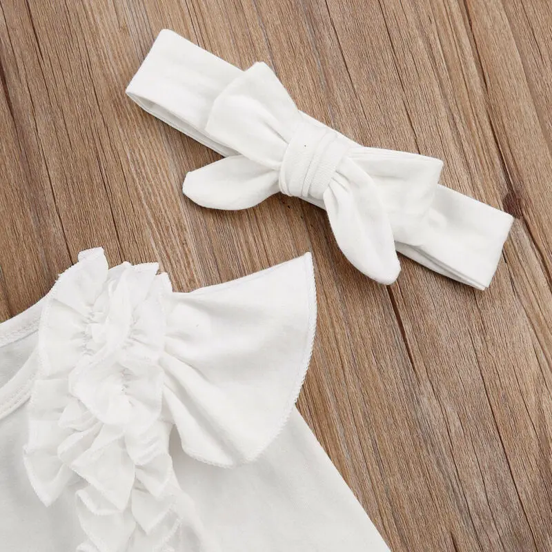 

US 3Pcs Toddler Baby Girl Clothes Romper Top Ruffle Pants Trousers Outfit Autumn