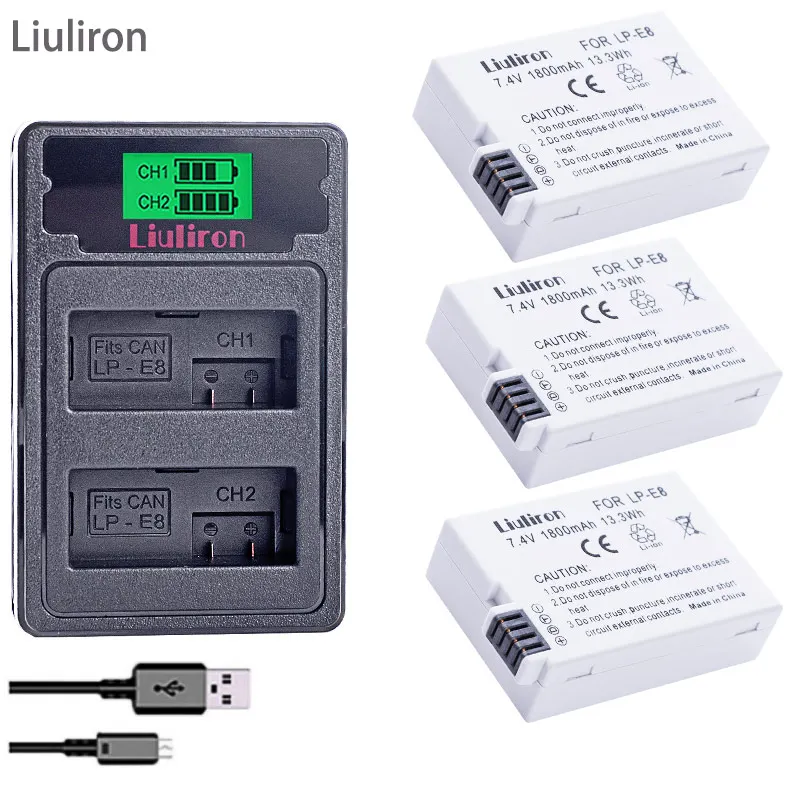 chagrer and 2battery Bateria LP-E8 LPE8 LP E8 Аккумулятор Акку+ тип-c lcd двойное зарядное устройство для Canon EOS 550D 600D 650D 700D X4 X5 X6i X7i T2i T3i - Цвет: chagrer and 2battery