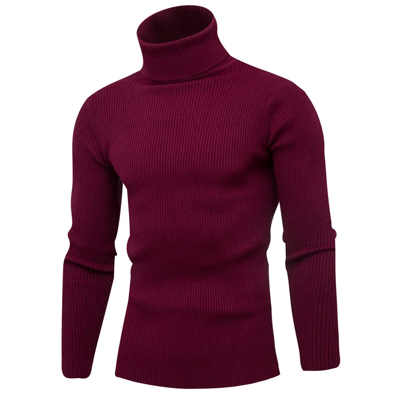 Autumn and Winter Men's Turtleneck Sweater Pullover Warm Sweater Knitted Slim Sweater 7 Colors