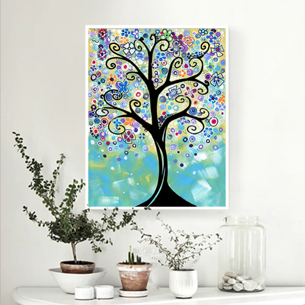 DIY горячий стиль Полный алмаз Рисование получить богатые деревья удачи гостиной