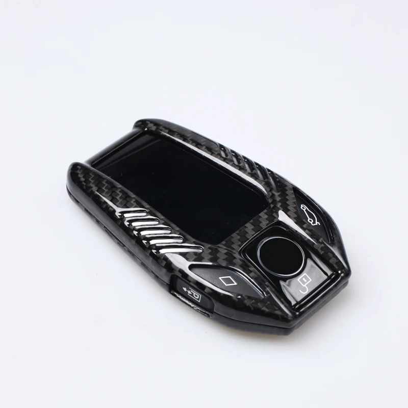 Черный чехол из углеродного волокна для ЖК-экрана автомобильного ключа BMW G30 G38 G11
