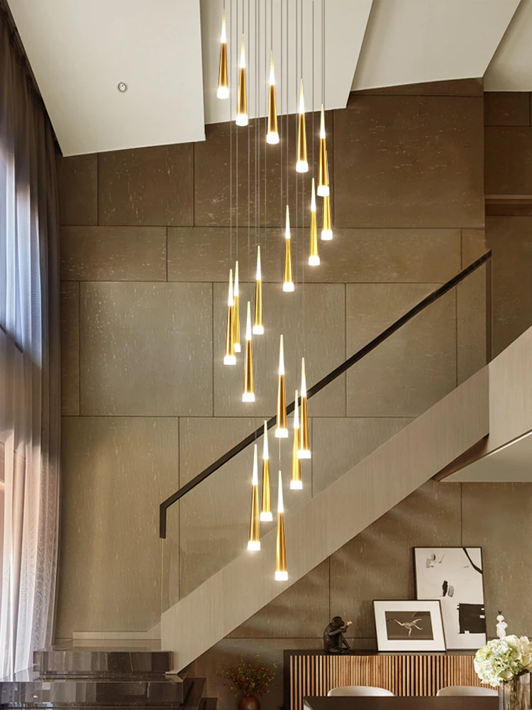 売る ノルディックヴィラ,階段,家,リビングルーム,デュプレックス,シンプルな,モダン,スパイラル,デュプレックス用のLEDシャンデリア