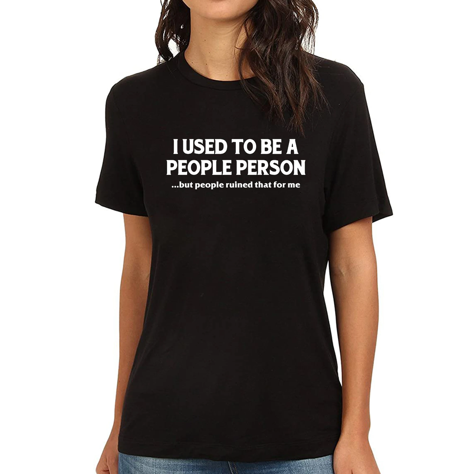 

Lyprerazy Women's I USED TO BE A PEOPLE PERSON Funny Printed T-Shirt