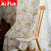 american small fresh floral plant bedroom tulle for windows pastoral semi shading retro rose curtains for living room drapes 4