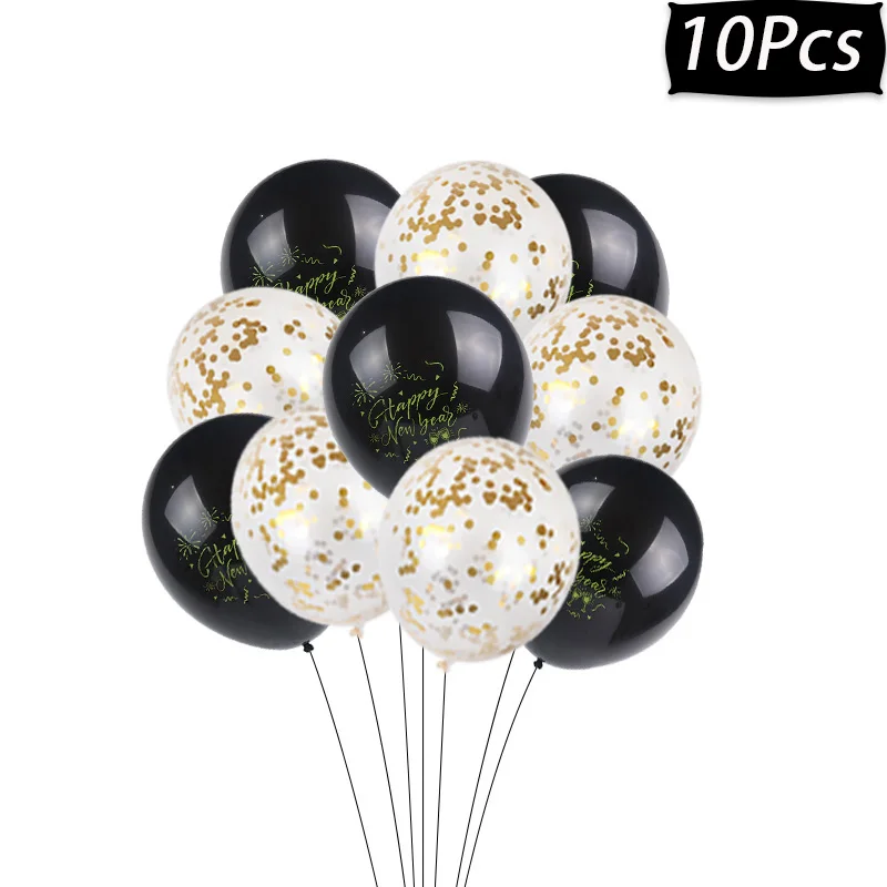 10pcs black Воздушный шар из фольги с новогодней звездой, круглый шар с номером для Рождественского украшения дома, новогодний декор, поставки Navidad - Цвет: 10pcs black