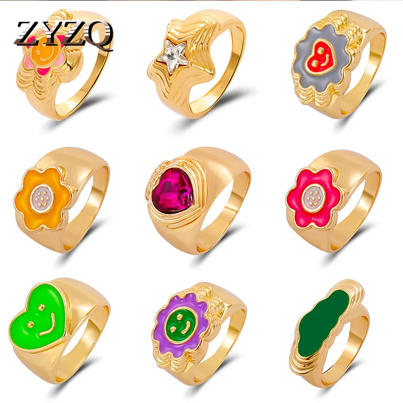 ZYZQ простое облако любовь сердце кольцо для женщин Забавные милые цветные кольца
