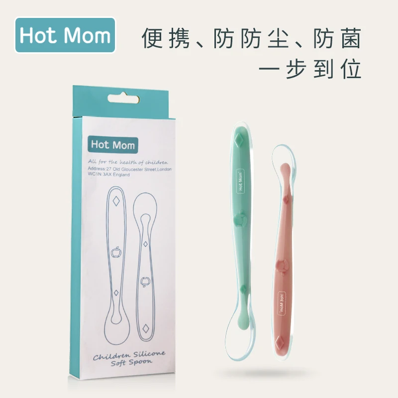

Hotmom Children Silica Soft Spoon Baby Bowl Spoon Tableware Neonatal Soft Spoon Baby Spoon Auxiliary Spoon