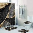 Черно-Золотая мраморная мозаика с золотыми венами, занавески для ванной комнаты, минималистичные художественные каменные коврики для ванной, коврики для туалета