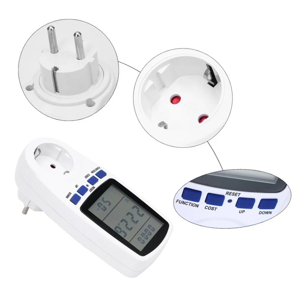 Power Energy Meter Digital Wattmeter KWh Watt Volt Amp Time electricity Cost Factor Monitor Socket Analyzer 220V EU | Дом и сад