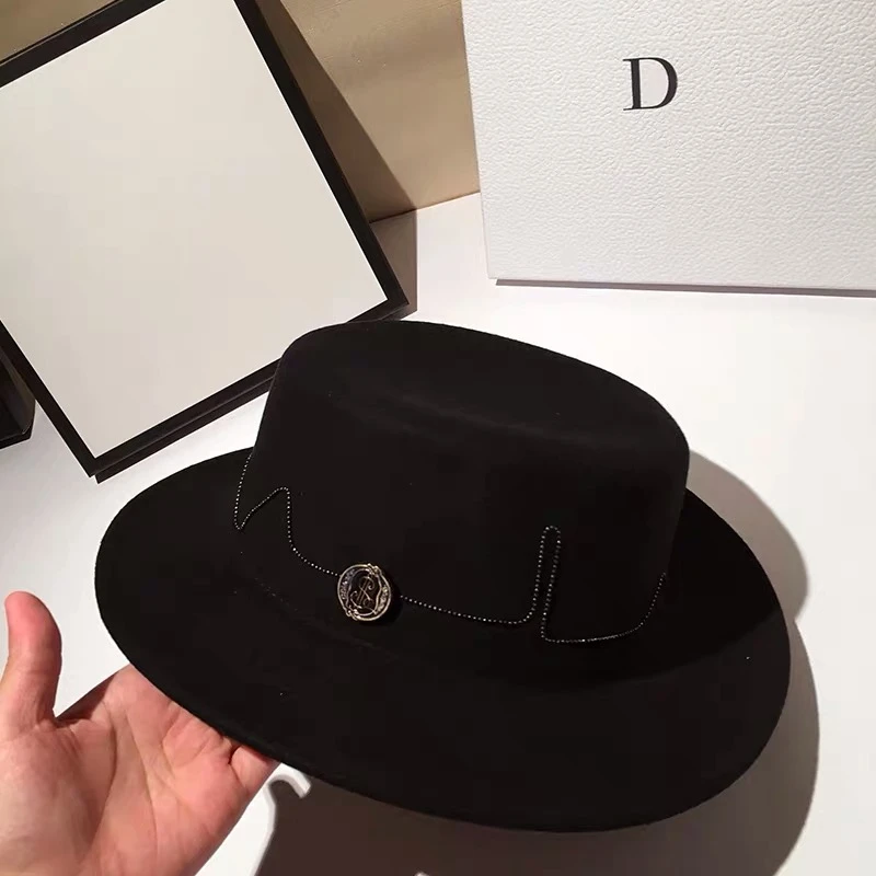 

2021 New Winter Autumn Woolen LadiesFashion Decoration Top Jazz Hat European American Round Caps Bowler Hats