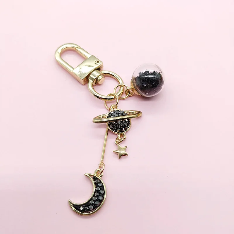 Only Key Ring B Корейский Роскошный силиконовый чехол с алмазной луной для Apple Airpods, чехол, аксессуары, Bluetooth наушники, защитная крышка, жемчужное кольцо для ключей - Цвет: Only Key Ring B