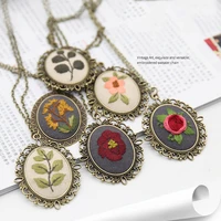 diy necklace flower embroidery kits needlework cross stitch sets embroidery with hoop swing arts handmade craft creative gift