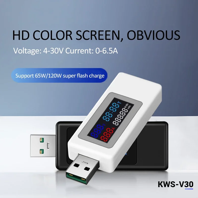 10 в 1 USB-тестер постоянного тока Type-C 4-30 измеритель напряжения таймер Амперметр