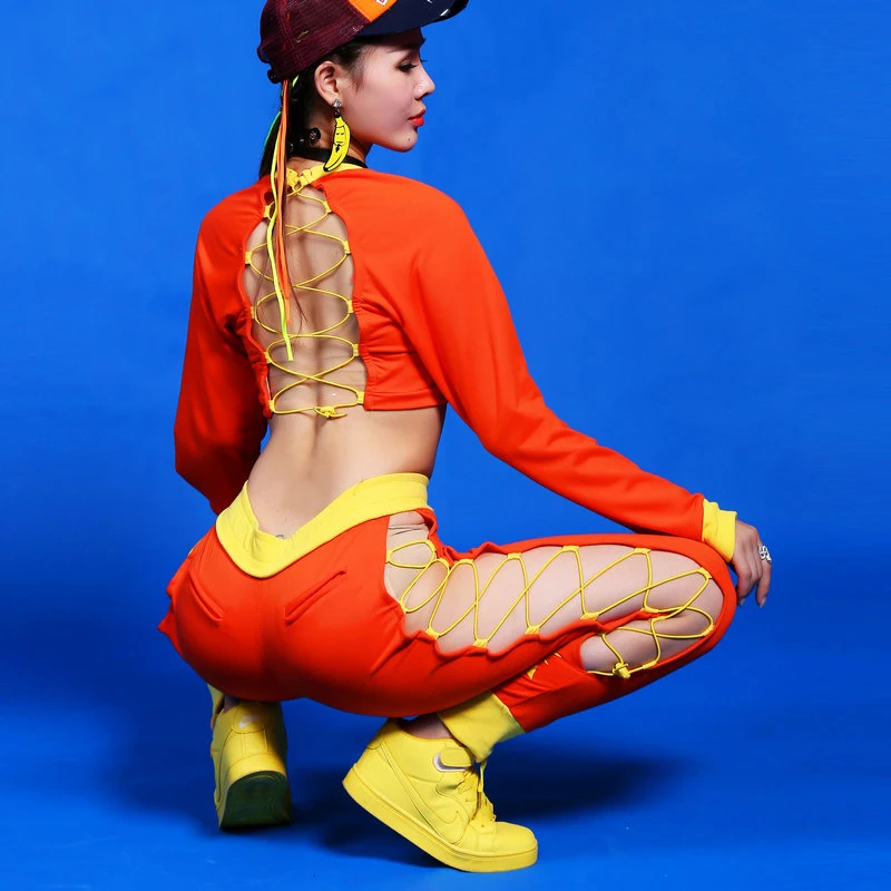 Костюм женский для танца на шесте пикантный топ с открытой спиной брюки джазовых