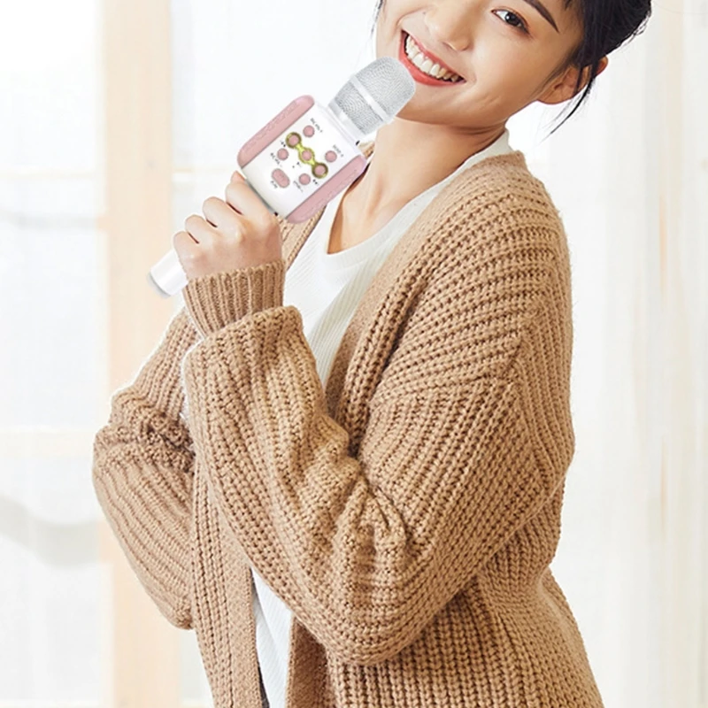 Микрофон для караоке портативный микрофон проигрыватель динамик светодиодный