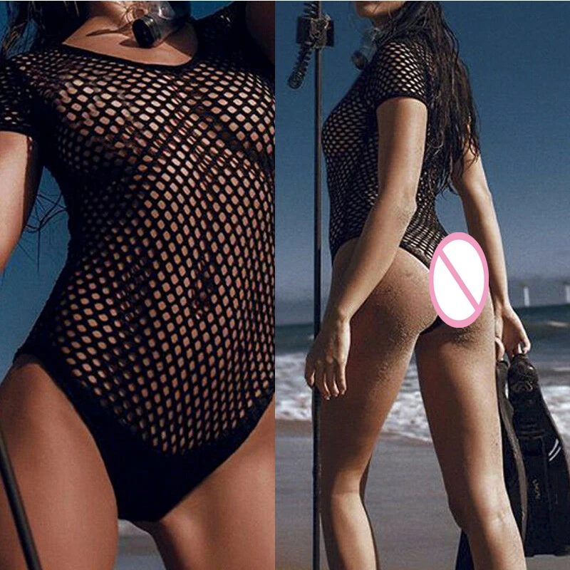 Женское прозрачное ажурное бикини монокини с пуш апом купальный костюм комплект