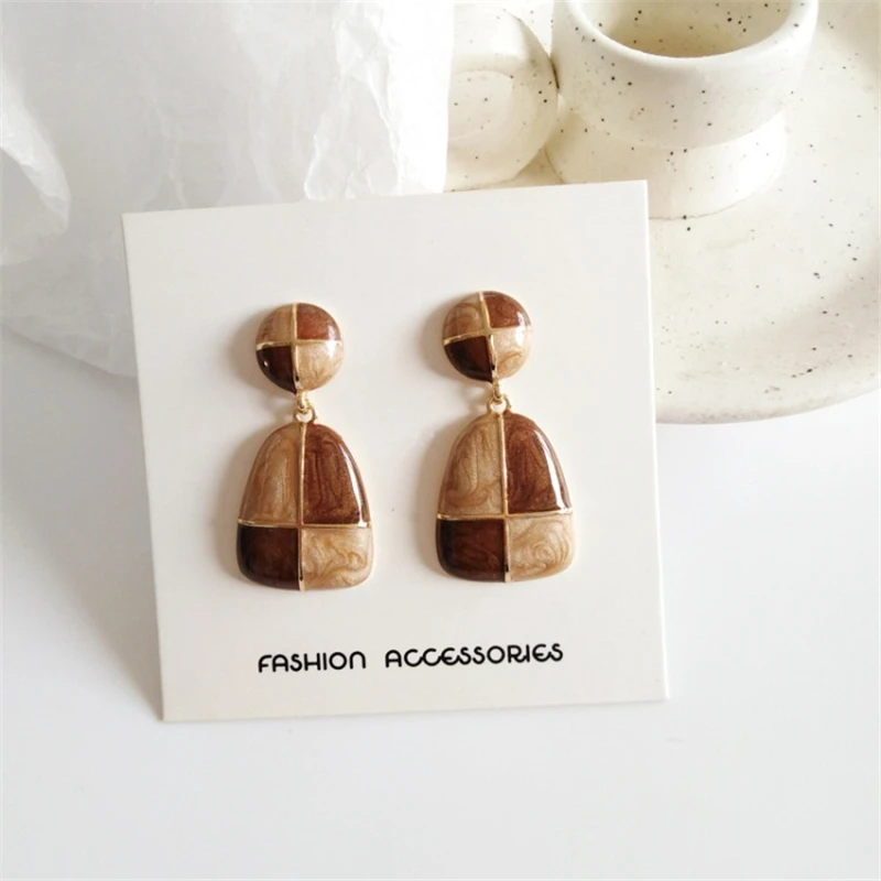

Ruanme fashion creative personality geometry color matching earrings drip pendant earrings women jewelry accessories