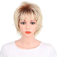 hairjoy green synthetic hair women blonde with dark roots short curly heat resistant fiber wig