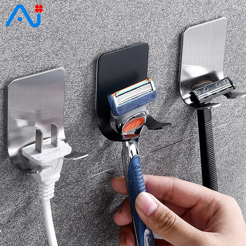 

Punch Free Shaver Hook Razor Holder Men Shaving Shaver Storage Shelf Wall Mounted Bathroom Razor Rack Wall Kitchen Accessories