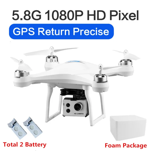 White 1080p 2battery Все новые S2 Дрон gps Квадрокоптер с камерой Hd 5G пульт дистанционного управления Вертолет Wifi складной мини селфи Дрон селфи Квадрокоптер - Цвет: White 1080p 2battery