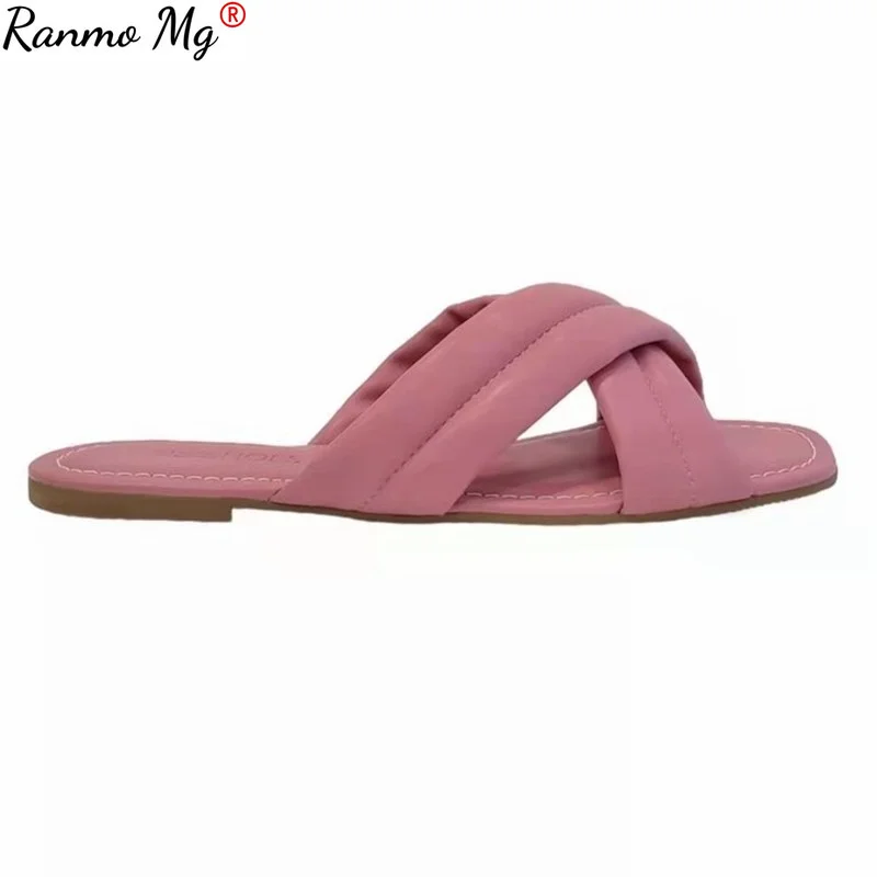 

Women's Shoes 2021 New Summer Auntumn Simple Fashion Flat with Slippers Cross Leisure Zapatillas Mujer Casa Sapato Feminino 43