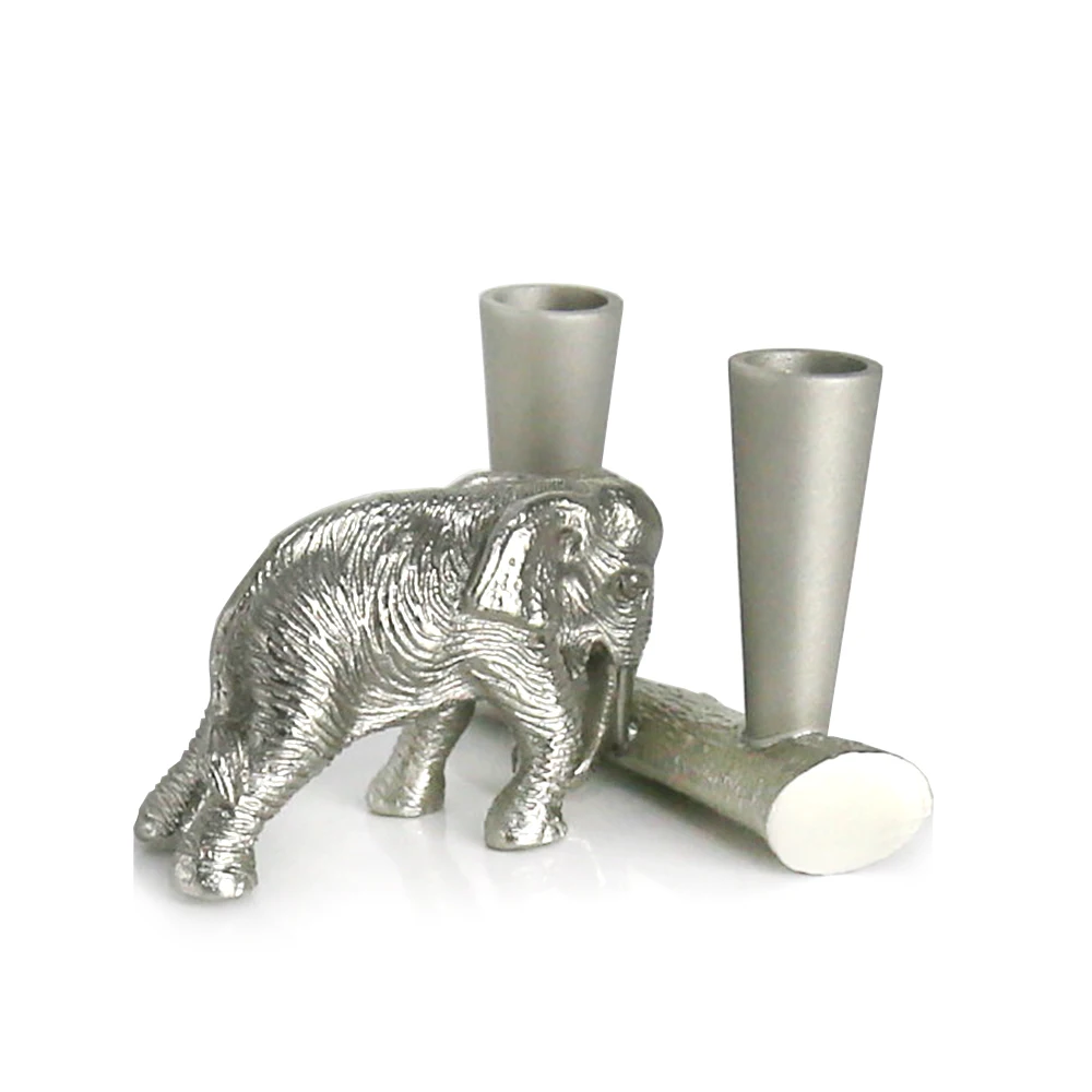 

Oriental Pewter - Single Pen/Pencil Stand Holder - Elephant - Pure Tin 97% Lead-Free PH7 Beautiful Embossed Handmade in Thailand