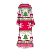 christmas pattern printed sleeve blanket reusable decorative quick dry flannel multifunctional easy clean home soft warm throw