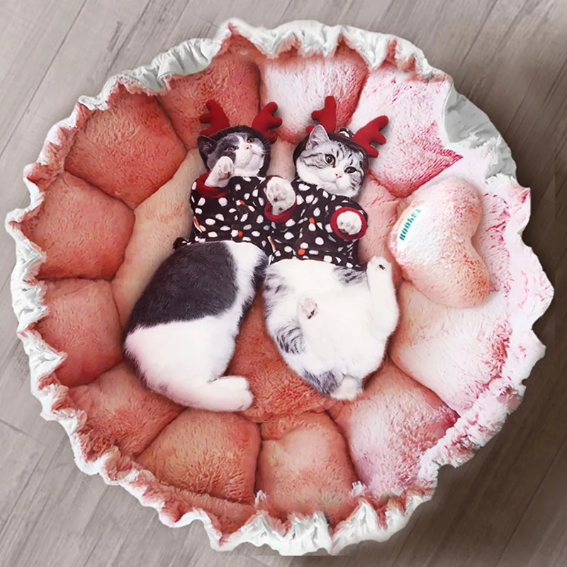 Милая розовая кровать HOOPET Cat теплая для щенков собак коврик кровати на осень/зиму