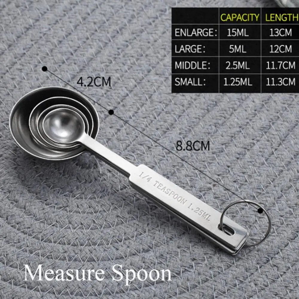 

4Pcs Measuring Cups Premium Stackable Kitchen Measuring Spoon Set Stainless Steel Measuring Cups And Spoons Set