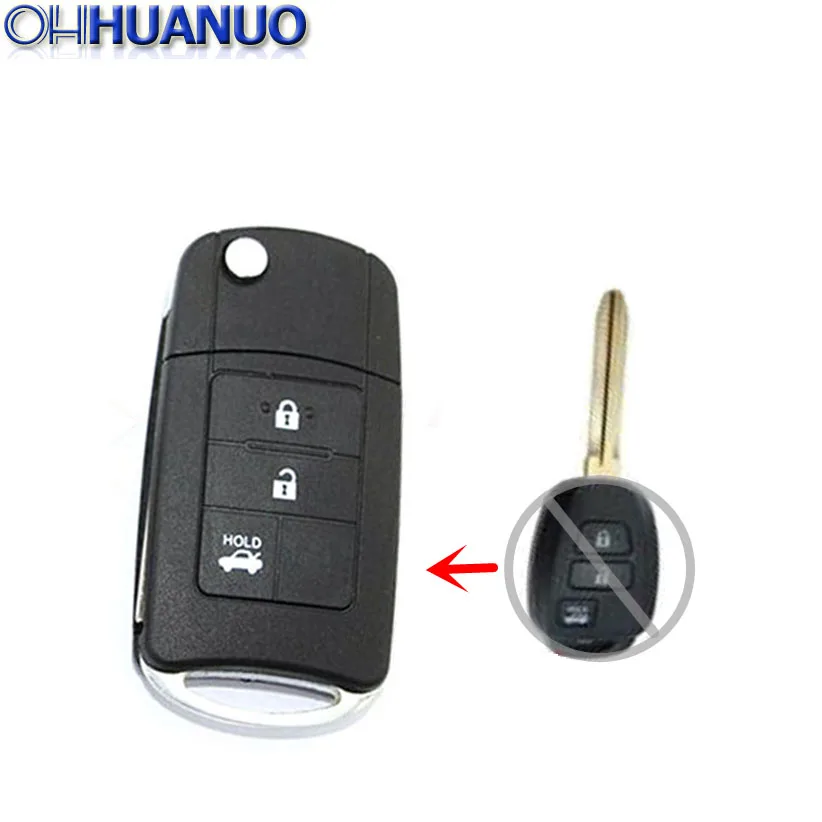 3 кнопки складной модифицированный дистанционный ключ с оболочкой для Toyota Camry
