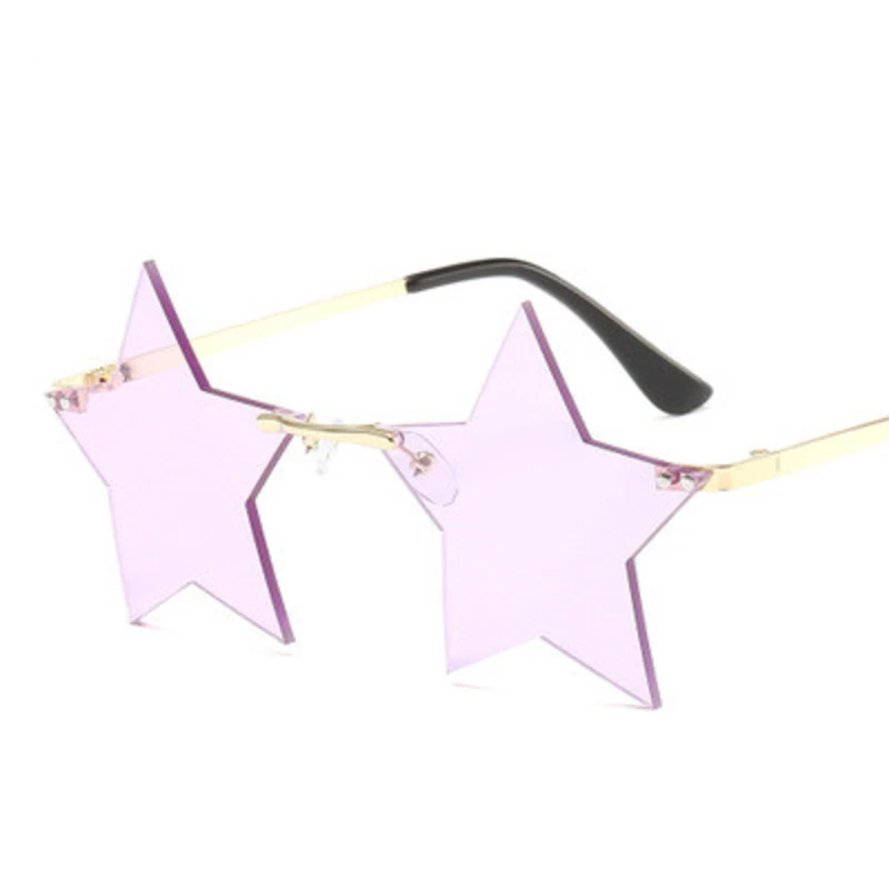 

New Fashion Rimless Sunglasses Women 2020 Trendy Five Star Sun Glasses Men Personality Pentagram Glasses Clear Lens Eyewears