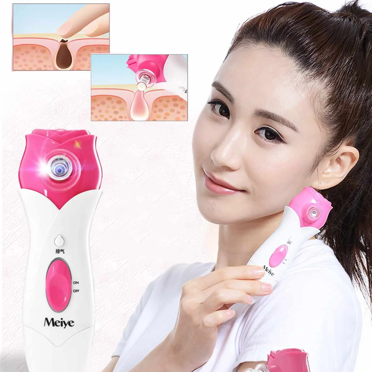 

Deep Dirt Pores Remover Cleanser Skin Protection Double Suction Cup AA Battery Blackhead Suction Acne Removal Facial Cleansing