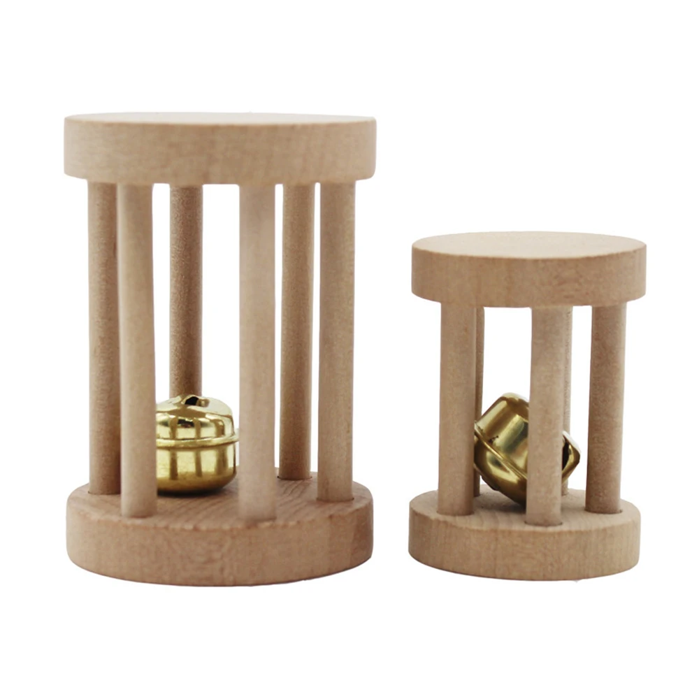 

Hamster Toy Natural Wooden Molar Chewing Toy Built-In Bell Parrot Squirrel Guinea Pigs Chinchilla Sport Small Pets Accessories