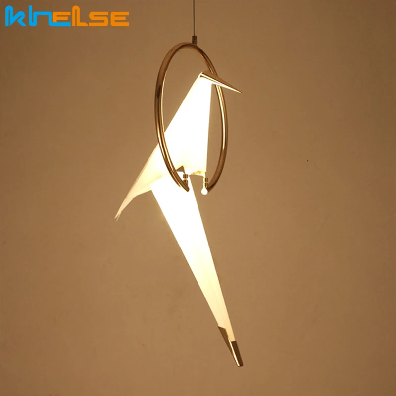 Современный светодиодный подвесной светильник в виде птицы металлический
