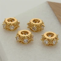 gold color plated big hole cz crystal barrel spacer beads for diy bracelet necklace jewelry making findings accessories