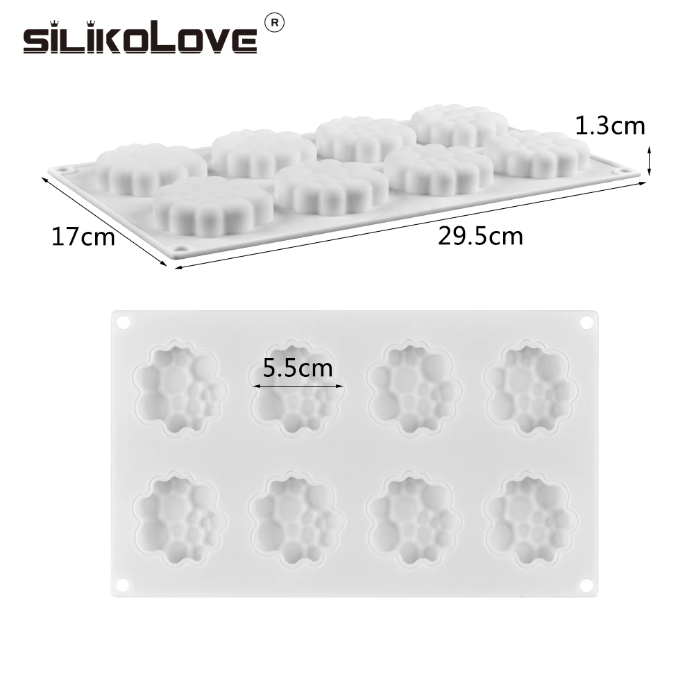 SILIKOLOVE 8 силиконовые полости торта 3D формочки для выпекания кексов, декоративные формы для выпечки мусс выпечка пресс-форм