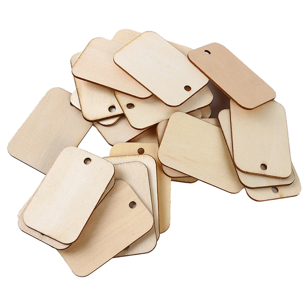 Пустые прямоугольные деревянные подвесные бирки ручной работы в виде граффити