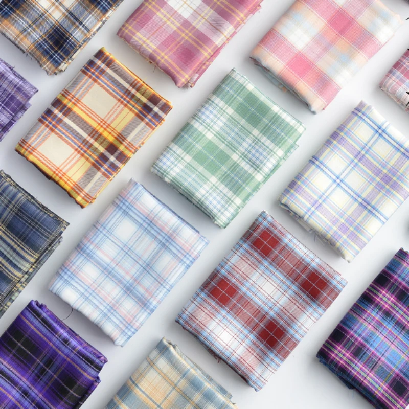 

145x50cm Yarn-Dyed Plaid Fabric, Large Intestine Hair Ring Bow Tie Uniform-Styled Pleated Skirt Polyester Cloth