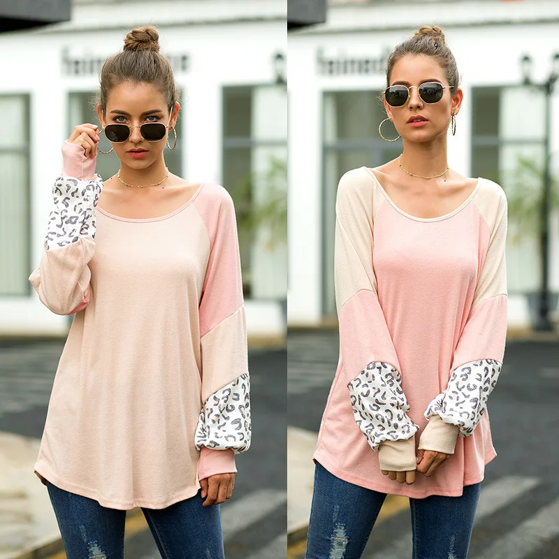 Осенняя розовая Лоскутная рубашка для беременных милая Одежда футболка с