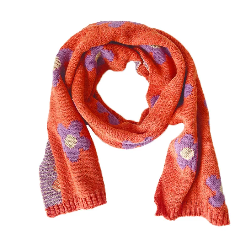 Детский шарф Зимний вязаный кашемировый теплый женский детский снуд цветочный |